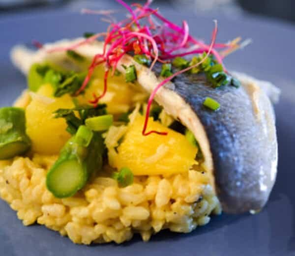 Filet de dorade royale risotto / sauce au beurre blanc